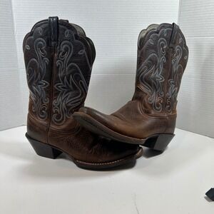 Ariat Boots Womens 8.5B Heritage Brown Leather Square Toe Western CowGirl Cowboy